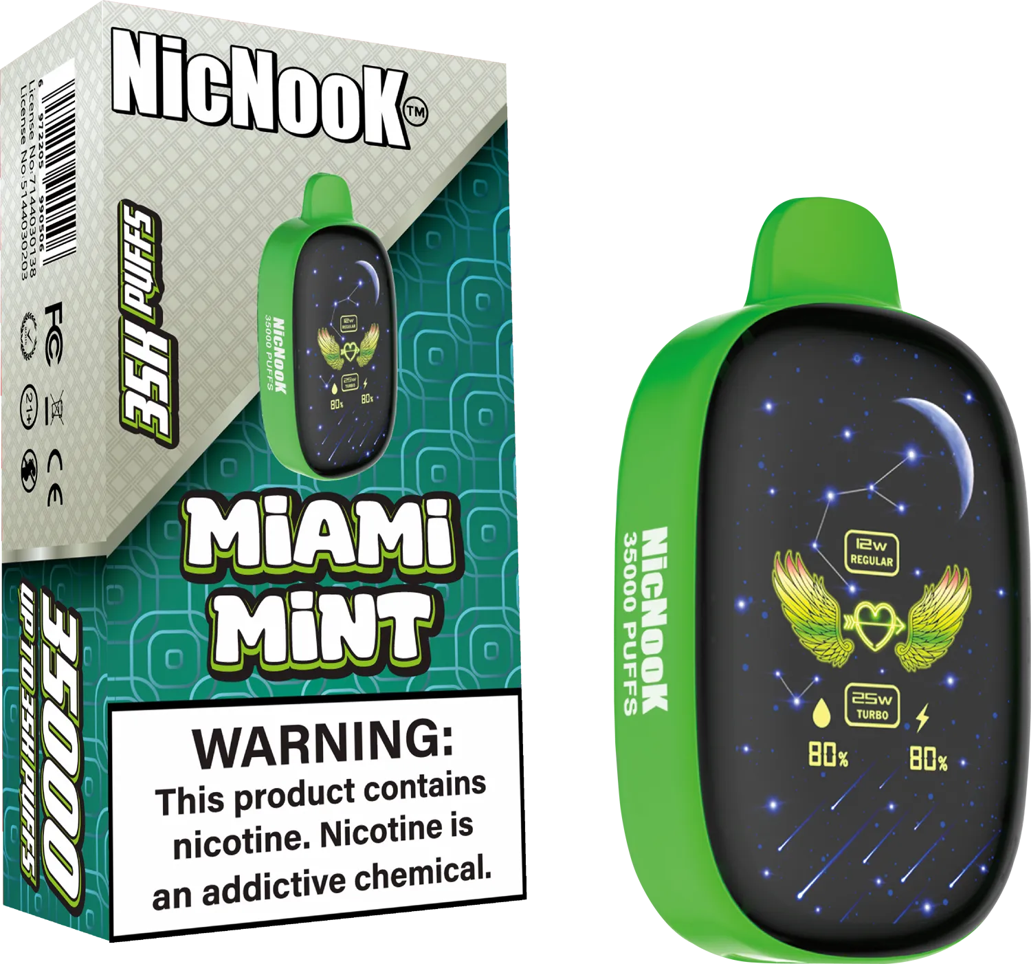 NicNook Miami Mint disposable vape delivers a crisp, clean mint flavor with a cool, refreshing finish