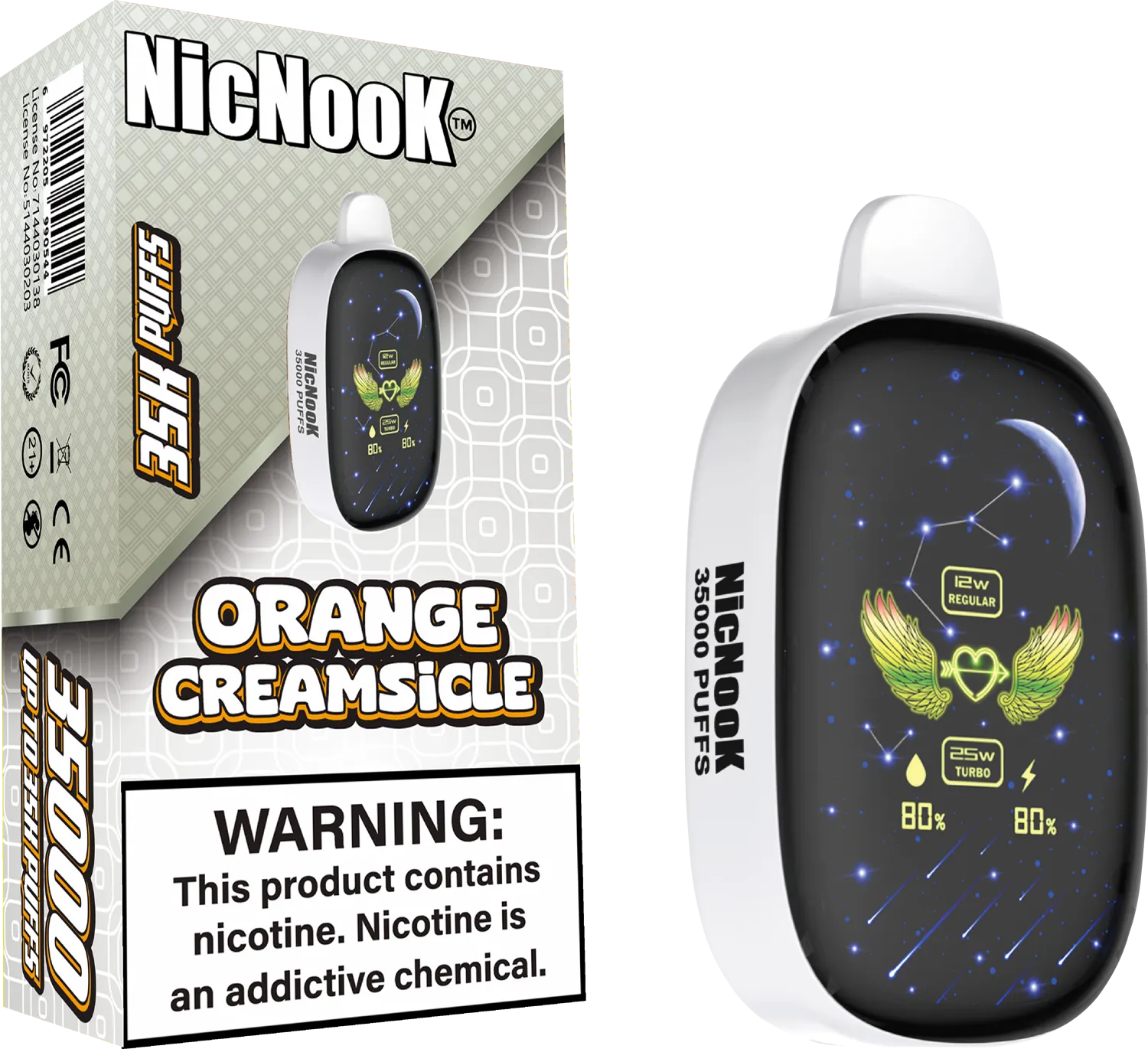 NicNook Orange Creamsicle disposable vape delivers a smooth blend of tangy orange and creamy vanilla, offering a nostalgic, dessert-inspired vaping experience.