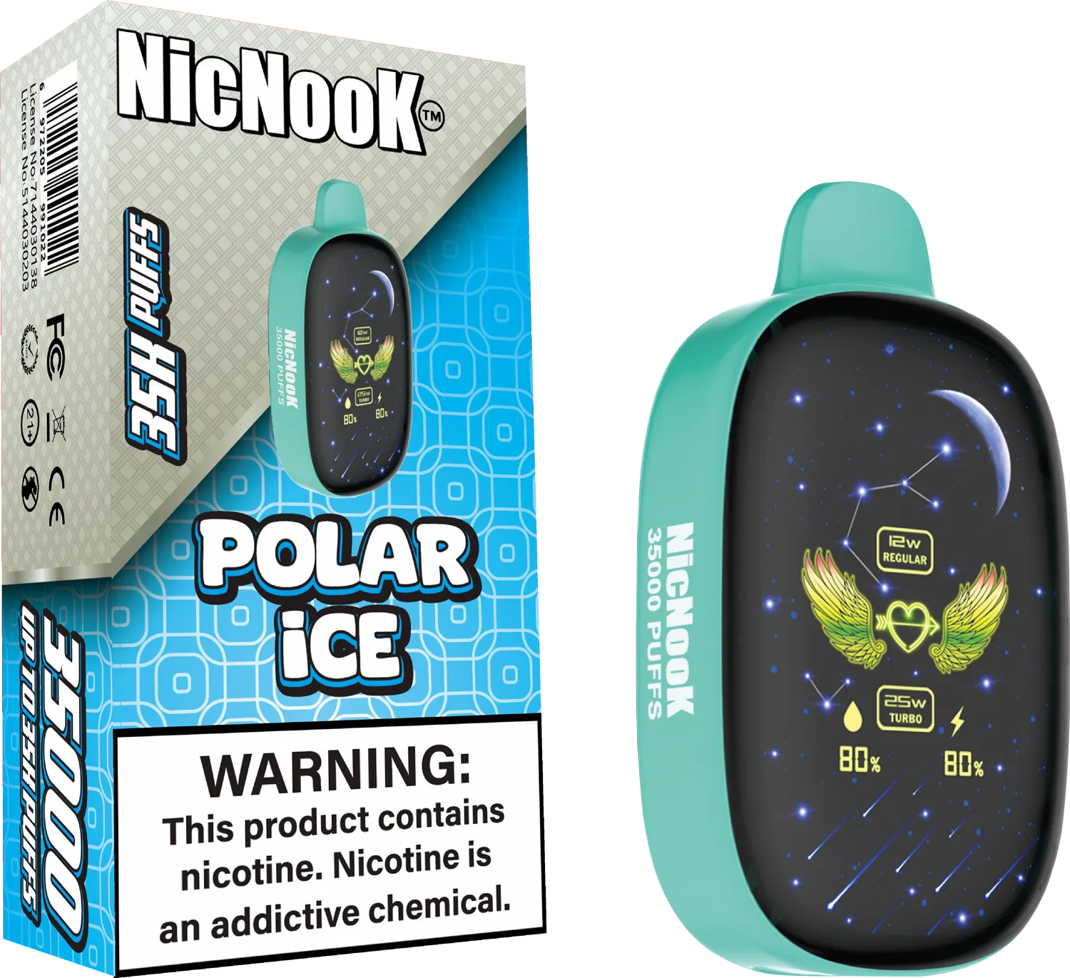 NicNook Polar Ice disposable vape delivers an intense arctic mint flavor with an ultra-cooling finish, offering a bold and refreshing vaping experience.